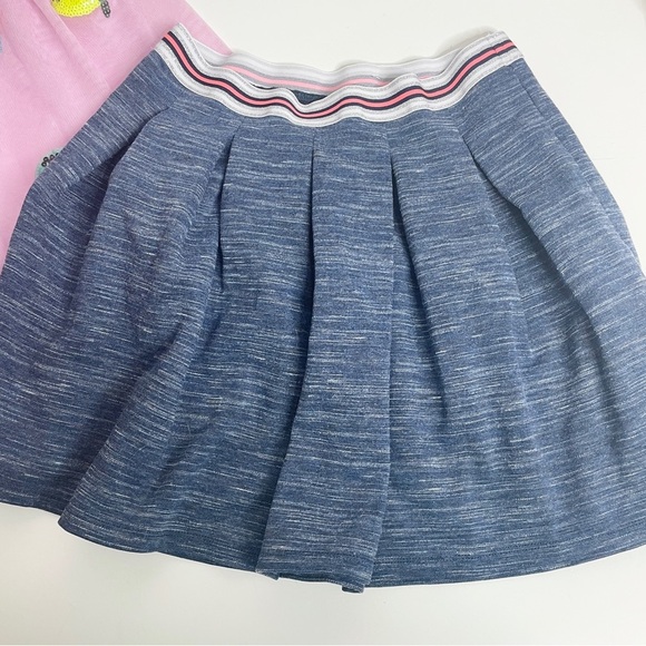 Lot of 2 Skirts - Cat & Jack Size L 10/12 - Pink Tulle Sequin Fruit / chambray - Picture 2 of 11